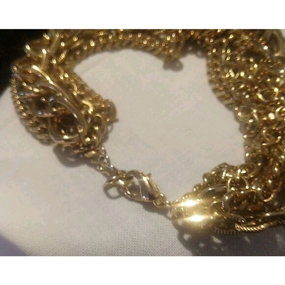 Gold Tone Bracelet 5 Different Kinds Of Multi-strand Chain Links Costume Jewelry - Picture 4 of 4
